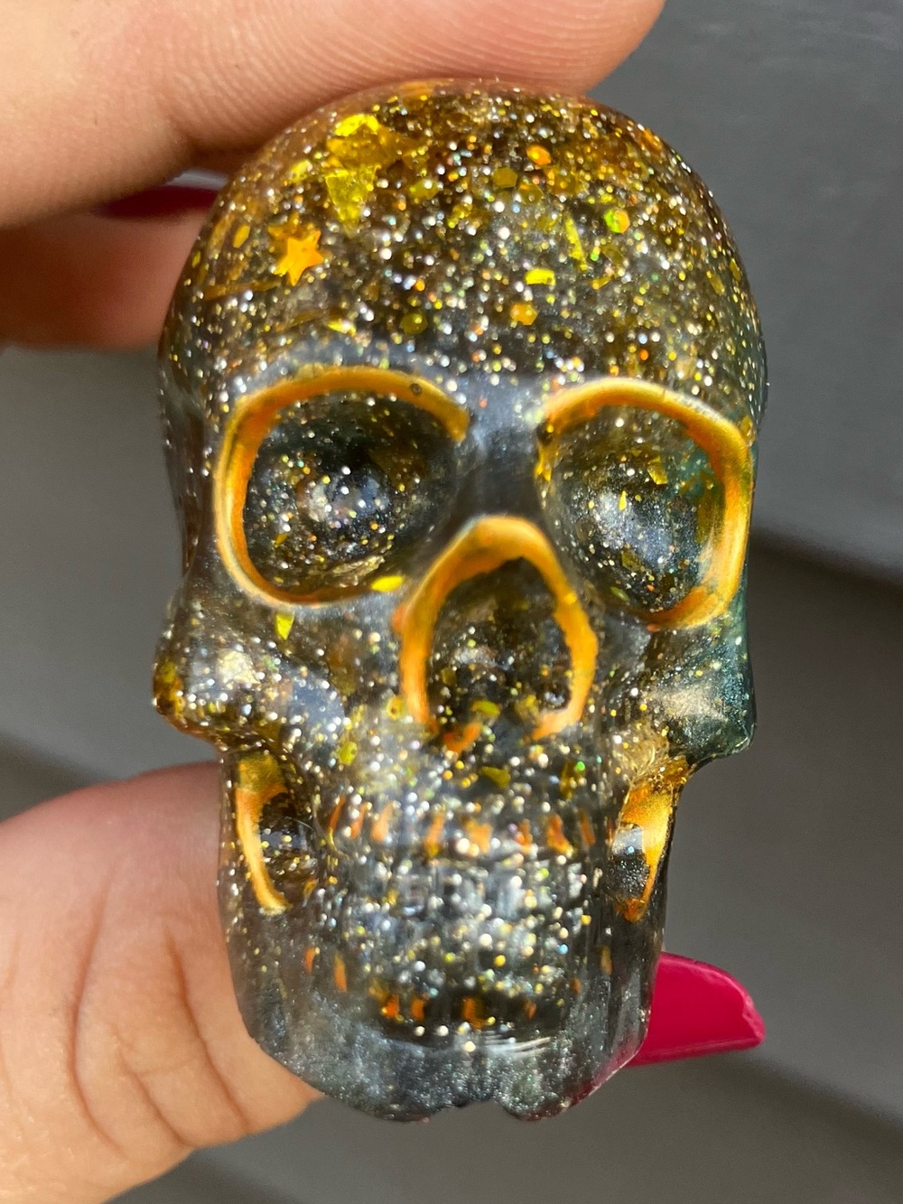 Black/Gold/teal mini skull